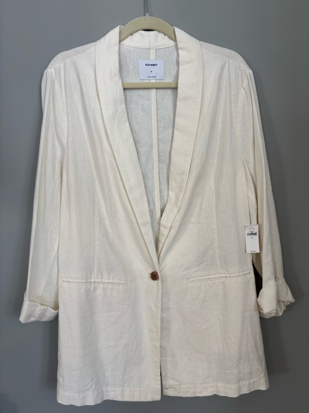 Old Navy white Single-Button Shawl Collar Blazer